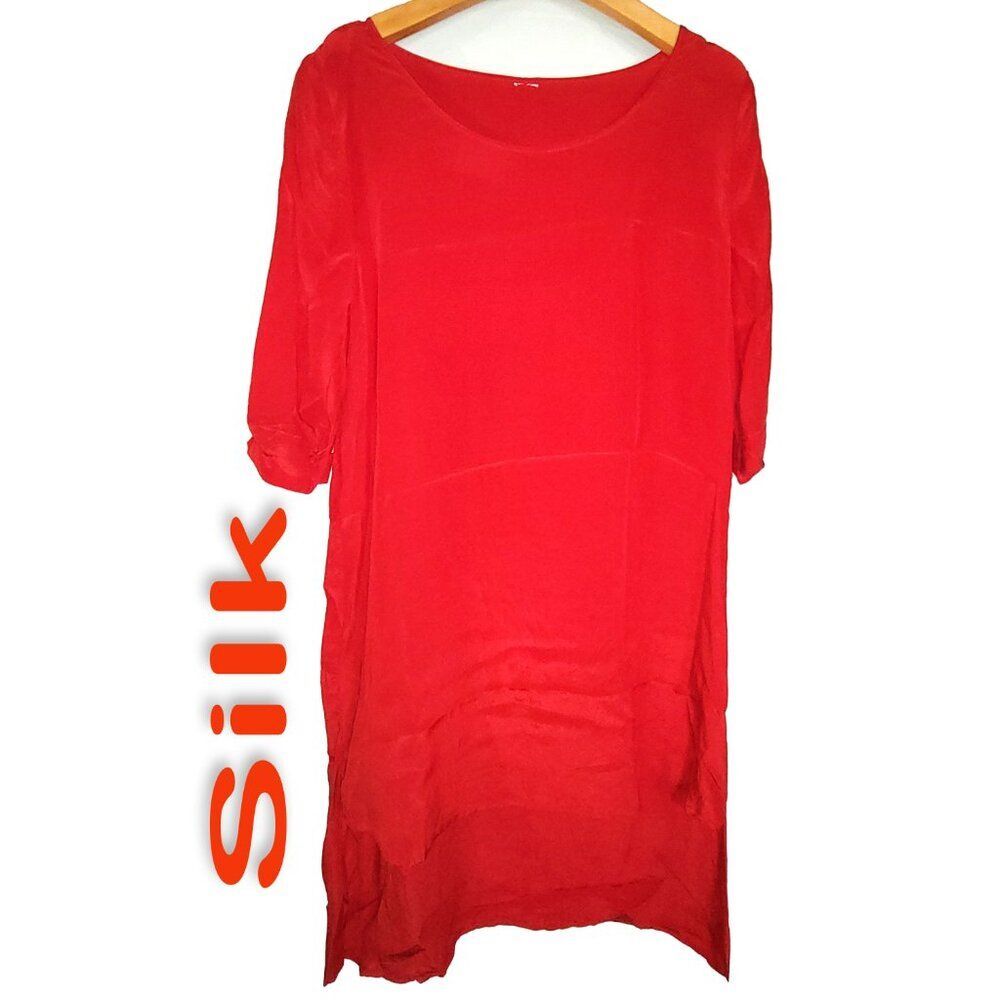 Women's 100% Silk Size M Short Sleeve Top Shirt SDK393